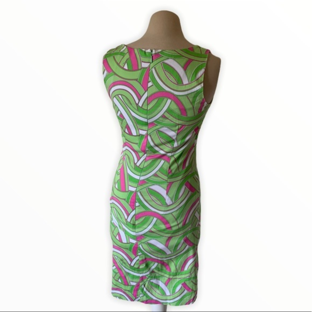 Melly M green and pink retro design sheath dress